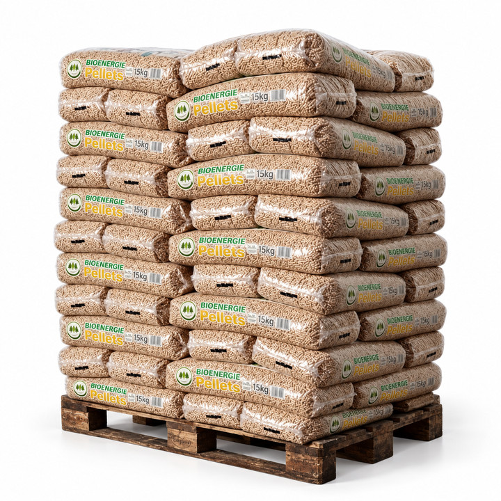 Pellets BIO ÉNERGIE – sacs de 15 kg – palette de sacs